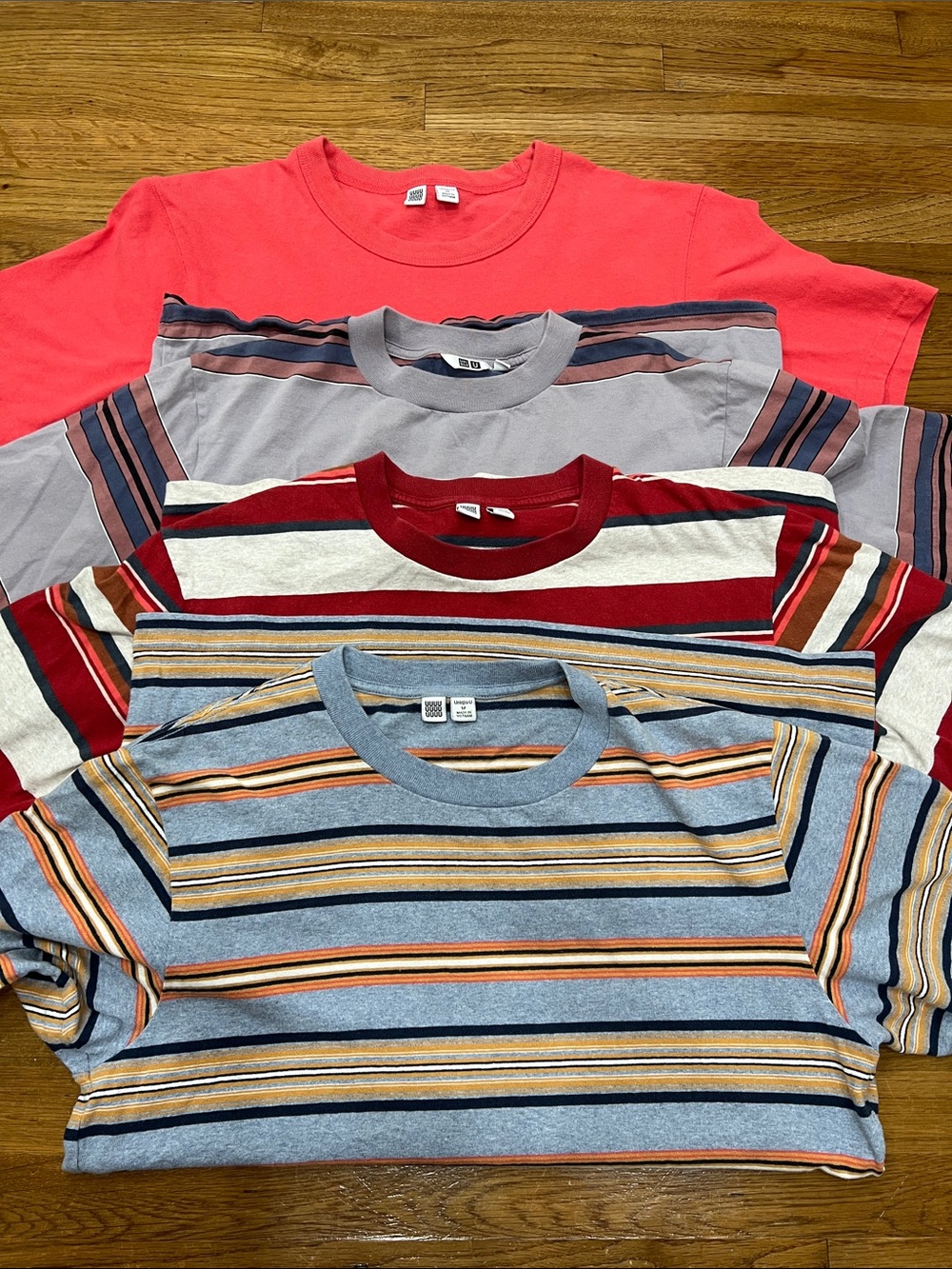 Men's SCrewneck T-Shirt - Blue/Red/Coral